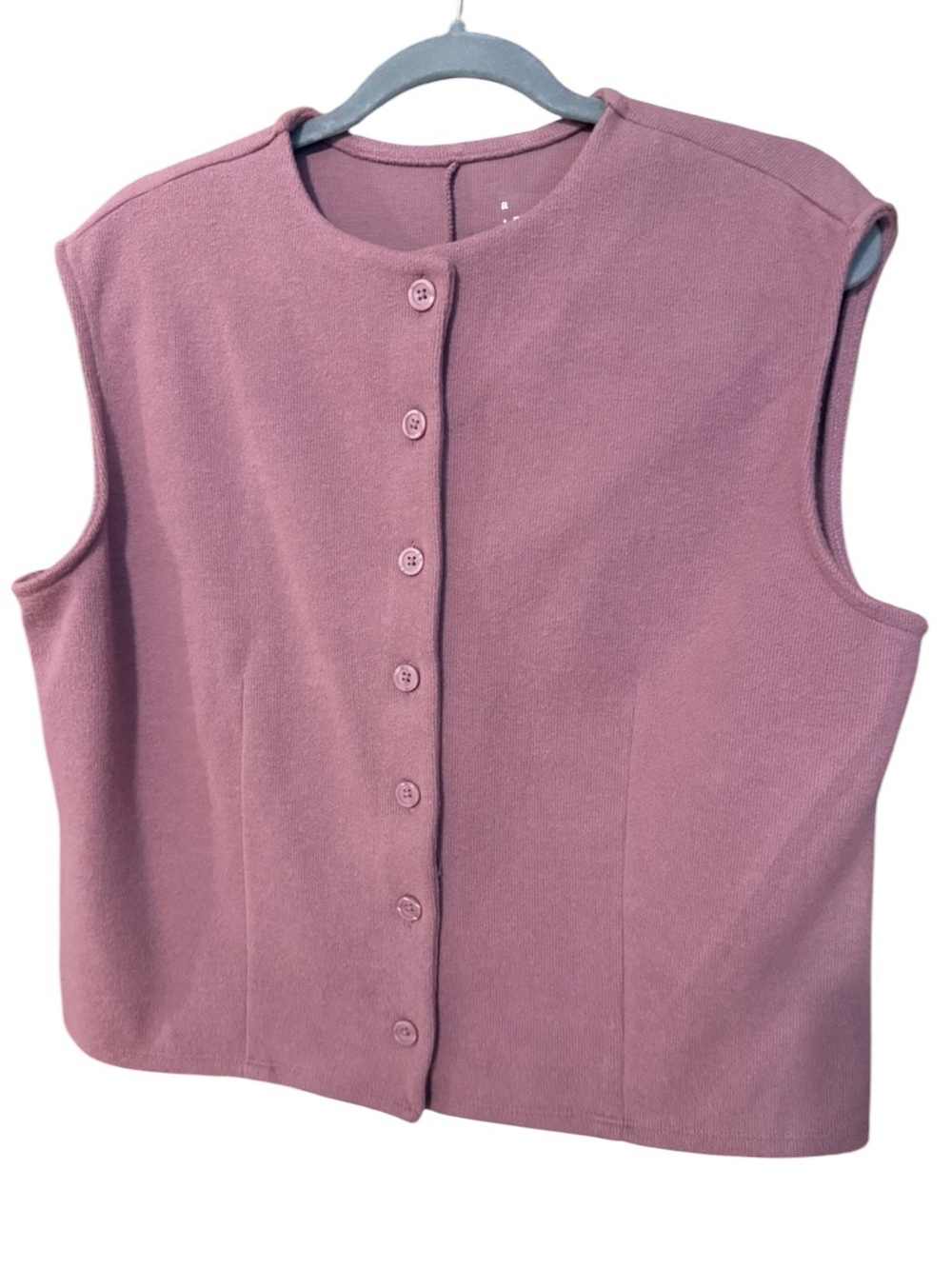 A New Day Women’s Brushed Vest Button-Front Crop Top Mauve XL - Picture 3 of 7